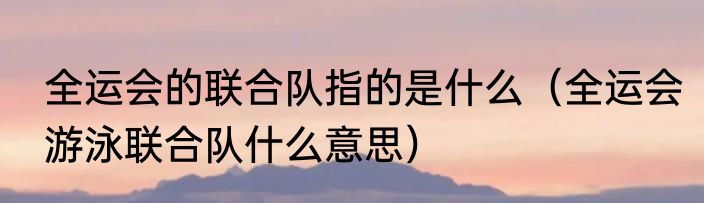 全运会的联合队指的是什么（全运会游泳联合队什么意思）