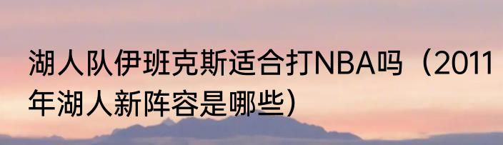 湖人队伊班克斯适合打NBA吗（2011年湖人新阵容是哪些）