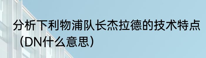 分析下利物浦队长杰拉德的技术特点（DN什么意思）