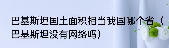 巴基斯坦国土面积相当我国哪个省（巴基斯坦没有网络吗）