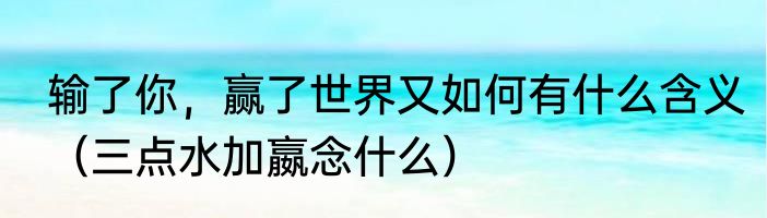 输了你，赢了世界又如何有什么含义（三点水加嬴念什么）