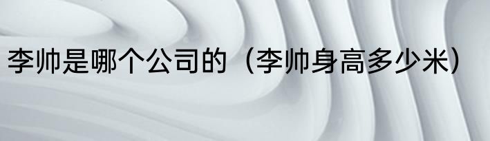 李帅是哪个公司的（李帅身高多少米）