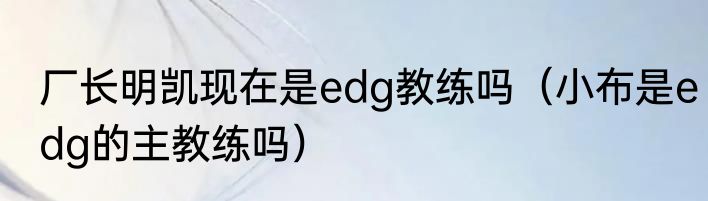 厂长明凯现在是edg教练吗（小布是edg的主教练吗）
