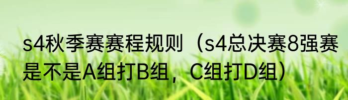 s4秋季赛赛程规则（s4总决赛8强赛是不是A组打B组，C组打D组）