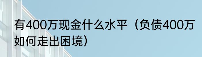 有400万现金什么水平（负债400万如何走出困境）