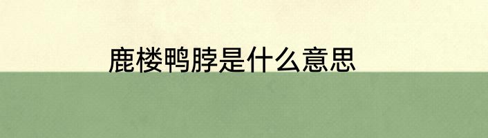 鹿楼鸭脖是什么意思