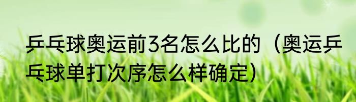 乒乓球奥运前3名怎么比的（奥运乒乓球单打次序怎么样确定）