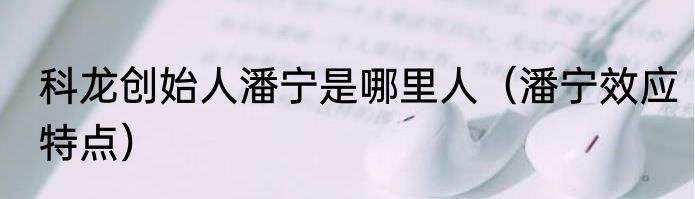 科龙创始人潘宁是哪里人（潘宁效应特点）