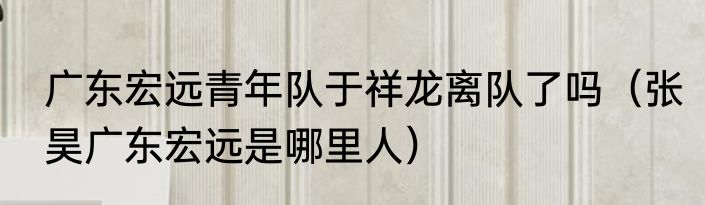 广东宏远青年队于祥龙离队了吗（张昊广东宏远是哪里人）