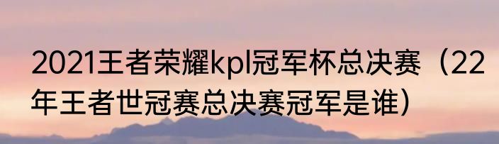 2021王者荣耀kpl冠军杯总决赛（22年王者世冠赛总决赛冠军是谁）