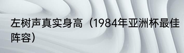 左树声真实身高（1984年亚洲杯最佳阵容）