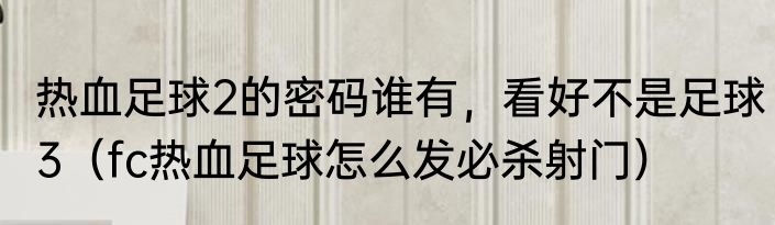 热血足球2的密码谁有，看好不是足球3（fc热血足球怎么发必杀射门）