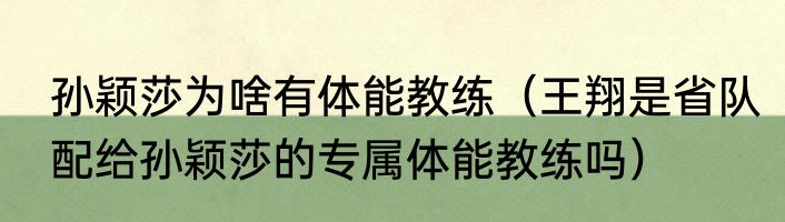 孙颖莎为啥有体能教练（王翔是省队配给孙颖莎的专属体能教练吗）