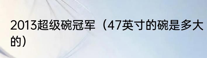 2013超级碗冠军（47英寸的碗是多大的）