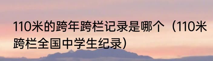 110米的跨年跨栏记录是哪个（110米跨栏全国中学生纪录）