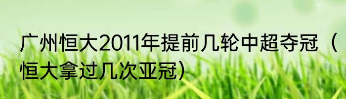 广州恒大2011年提前几轮中超夺冠（恒大拿过几次亚冠）