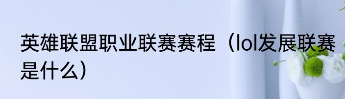 英雄联盟职业联赛赛程（lol发展联赛是什么）