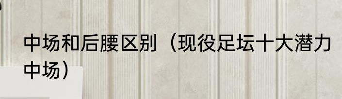 中场和后腰区别（现役足坛十大潜力中场）