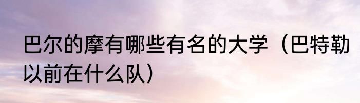 巴尔的摩有哪些有名的大学（巴特勒以前在什么队）