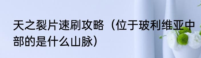 天之裂片速刷攻略（位于玻利维亚中部的是什么山脉）