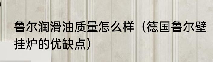 鲁尔润滑油质量怎么样（德国鲁尔壁挂炉的优缺点）