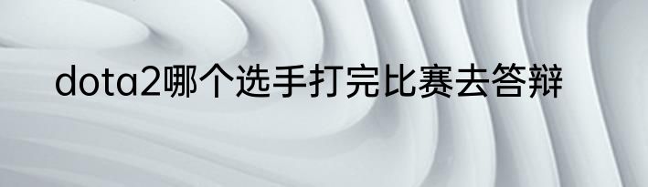 dota2哪个选手打完比赛去答辩