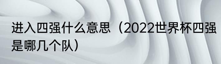 进入四强什么意思（2022世界杯四强是哪几个队）