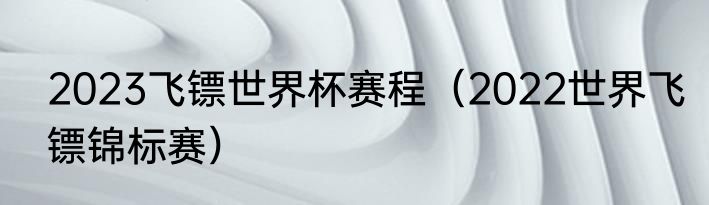 2023飞镖世界杯赛程（2022世界飞镖锦标赛）