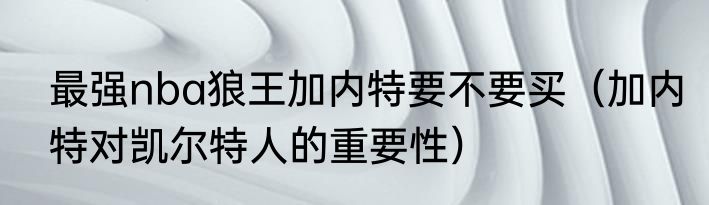 最强nba狼王加内特要不要买（加内特对凯尔特人的重要性）