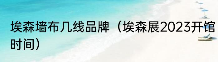 埃森墙布几线品牌（埃森展2023开馆时间）