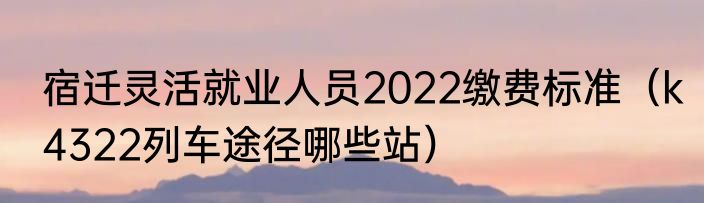 宿迁灵活就业人员2022缴费标准（k4322列车途径哪些站）