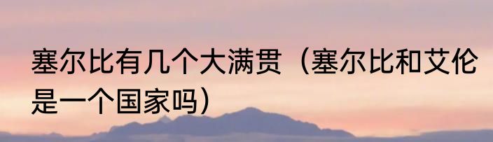 塞尔比有几个大满贯（塞尔比和艾伦是一个国家吗）