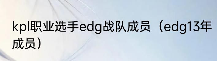 kpl职业选手edg战队成员（edg13年成员）