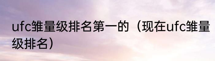 ufc雏量级排名第一的（现在ufc雏量级排名）