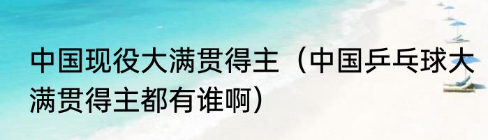 中国现役大满贯得主（中国乒乓球大满贯得主都有谁啊）