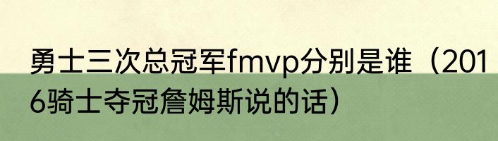勇士三次总冠军fmvp分别是谁（2016骑士夺冠詹姆斯说的话）