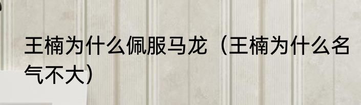 王楠为什么佩服马龙（王楠为什么名气不大）