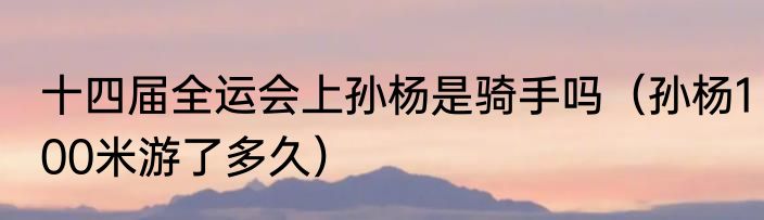 十四届全运会上孙杨是骑手吗（孙杨100米游了多久）