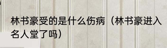 林书豪受的是什么伤病（林书豪进入名人堂了吗）