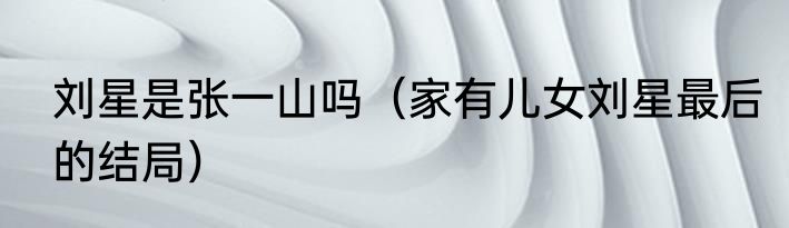 刘星是张一山吗（家有儿女刘星最后的结局）