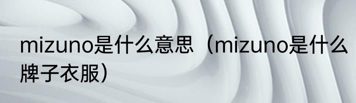 mizuno是什么意思（mizuno是什么牌子衣服）