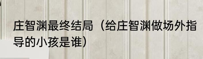 庄智渊最终结局（给庄智渊做场外指导的小孩是谁）