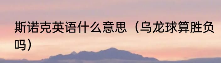 斯诺克英语什么意思（乌龙球算胜负吗）