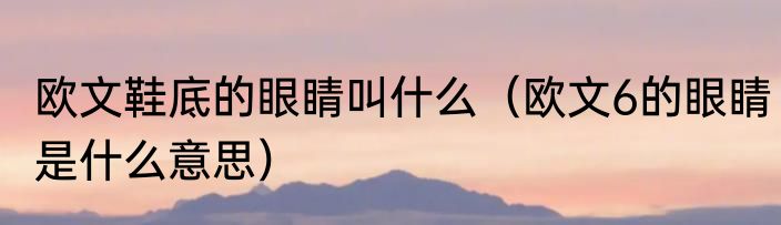 欧文鞋底的眼睛叫什么（欧文6的眼睛是什么意思）