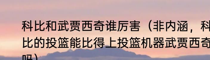 科比和武贾西奇谁厉害（非内涵，科比的投篮能比得上投篮机器武贾西奇吗）