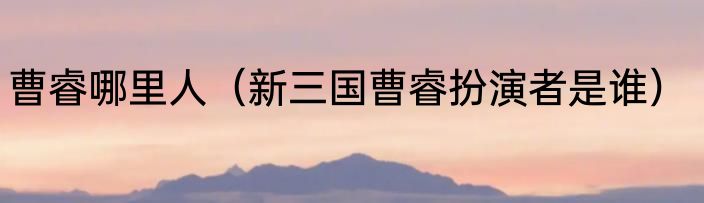 曹睿哪里人（新三国曹睿扮演者是谁）