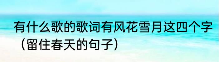 有什么歌的歌词有风花雪月这四个字（留住春天的句子）