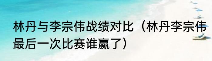 林丹与李宗伟战绩对比（林丹李宗伟最后一次比赛谁赢了）