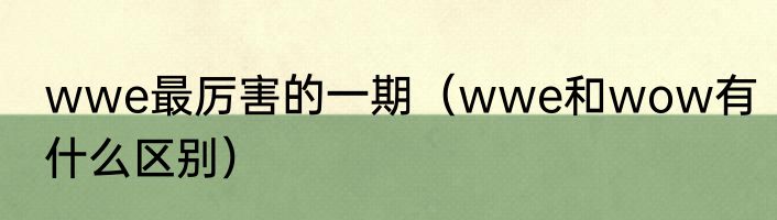 wwe最厉害的一期（wwe和wow有什么区别）