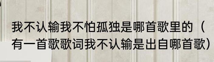 我不认输我不怕孤独是哪首歌里的（有一首歌歌词我不认输是出自哪首歌）